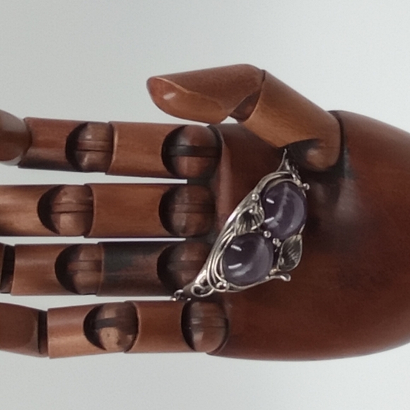 VINTAGE AMETHYST STERLING SILVER BRACELET - Picture 2 of 5